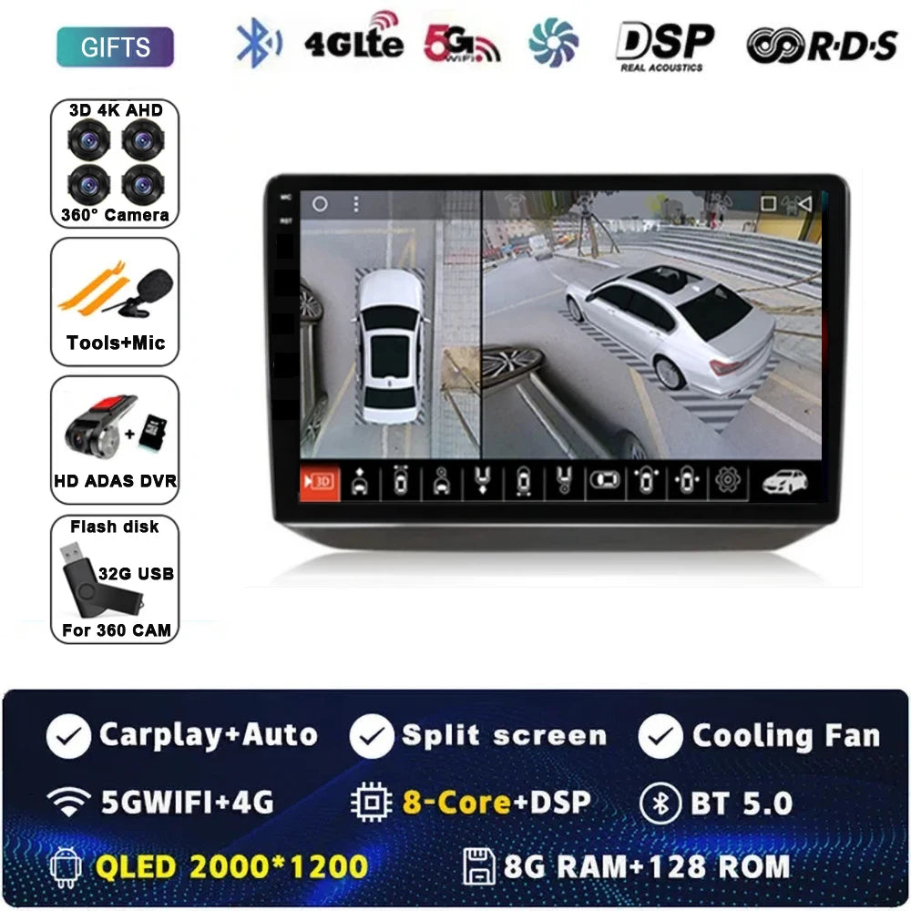 Android 14 Car Radio For Skoda Fabia 2 2007-2014 Multimedia Navigation GPS 4G WIFI Carplay Android Auto Player Carplay QLED 360