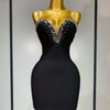 Women Sexy Sling V-neck Black Mini Bodycon Bandage Dress Luxury 2025 Celebrity Evening Club Celebrity Elegant Party Gowns