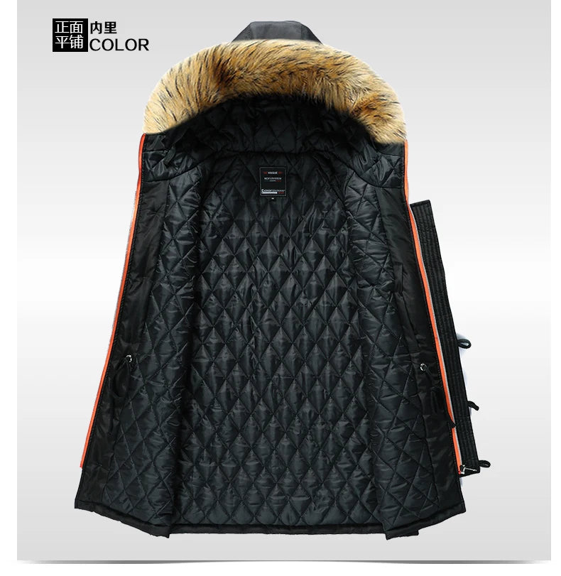 Male Casual Fleece Parkas Clothing Men's Winter Parkas Fur Collar Windbreaker Cotton Padded Thick Warm Jackets Coats Men