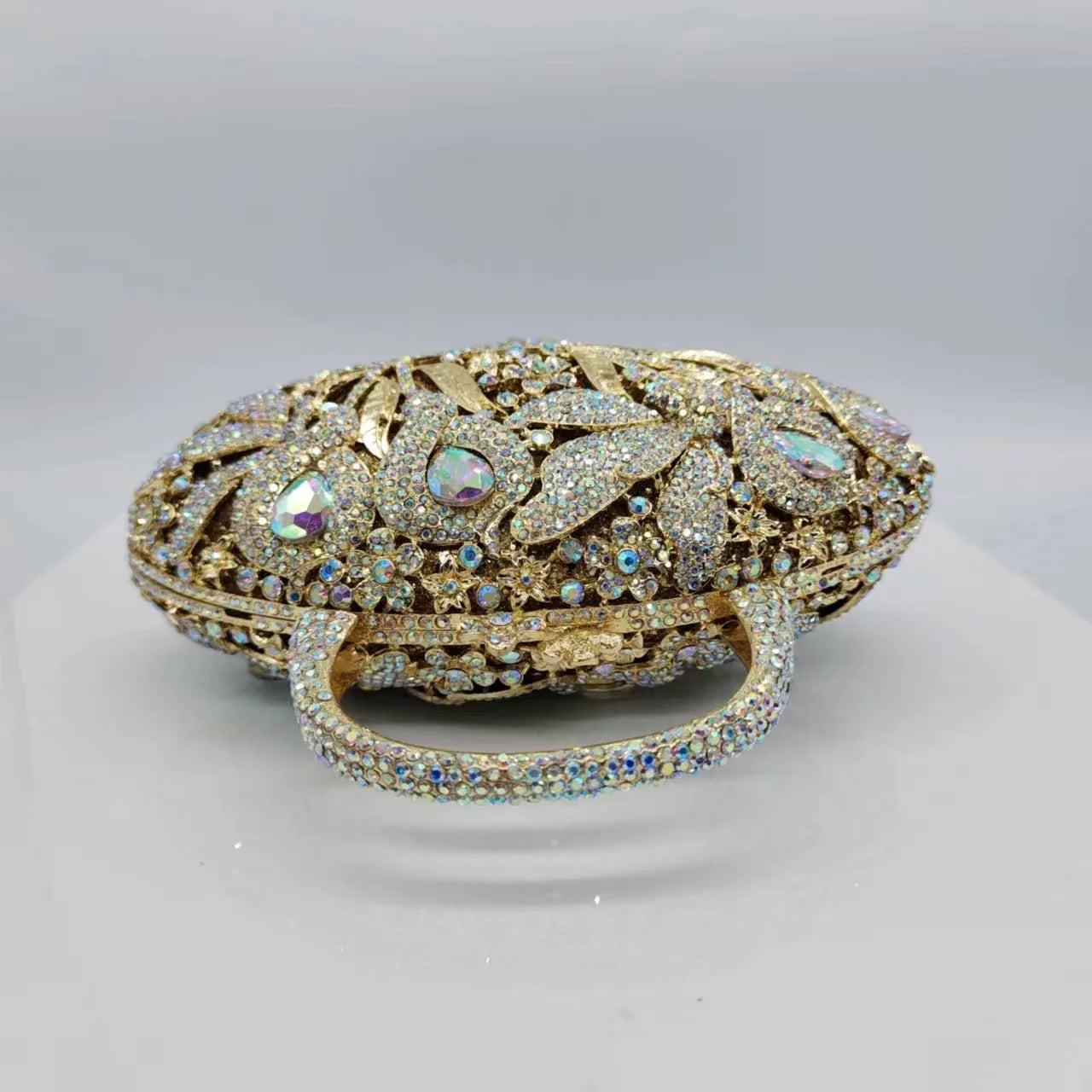 Flower Basket Diamond Dinner Bag Metal Hollow Hand-Held Rhinestone Women's Bag Banquet Clutch Purse Crystal Vintage Handbags