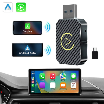 Wireless Carplay Android Auto Adapter Plug&Play USB Car Dongle BT 2 in 1 Mini Box for OEM Wired CarPlay/Andriod Auto Cars
