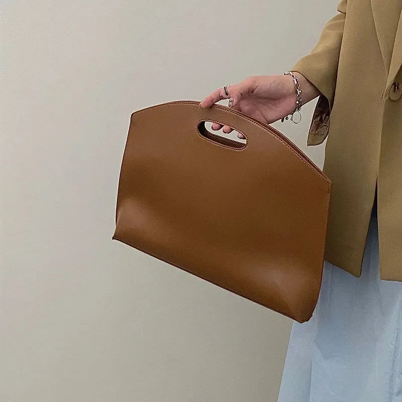 Women's Handbag New Large-capacity File Bag Fashionable Versatile Commuter Bag Leather Briefcase Envelope Clutch Bag