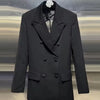 VGH Minimalist Patchwork Drawstring Solid Blazers For Women Notched Collar Long Sleeve Backless Hollow Out Blazer Female Style