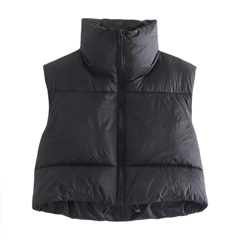 Autumn And Winter Women's Short Cotton Down Vest Short Stand-up Collar Warm Sleeveless Quilted Vest Outdoor Travel Jacket Tops - MAGUSTA BEAUTY