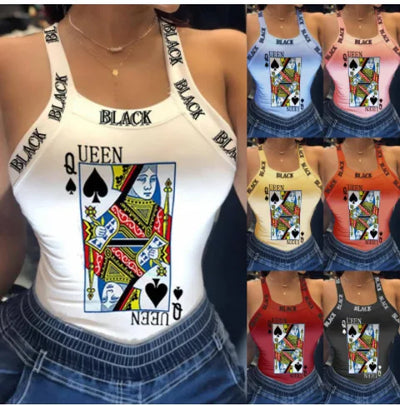 Fashion Women's Sexy Sling Print T-Shirt Small Vest Top Summer Casual Cool Sleeveless Top