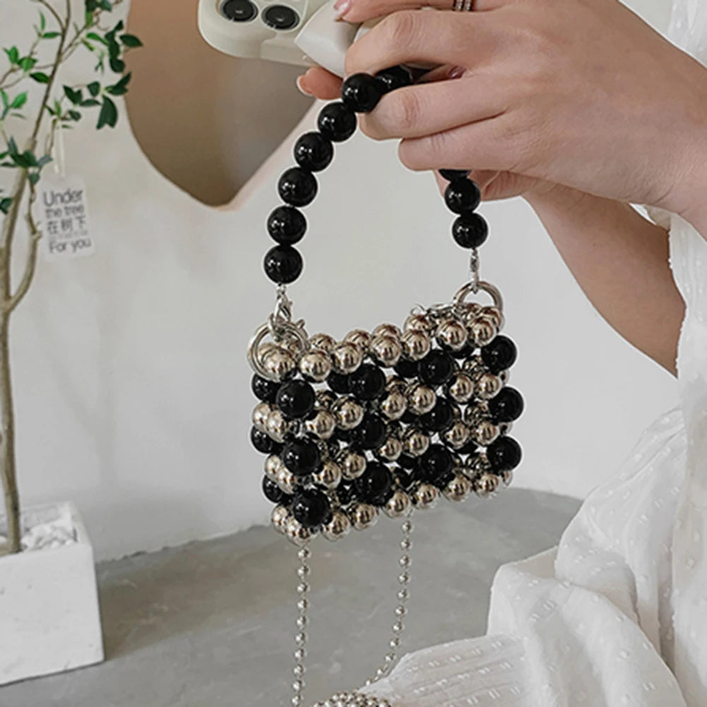 Mini Pearl Bag Luxury Women’s Handheld Bead Bag Purses Fashion Banquet Party Shoulder Bag Pearl Beaded Clutch Purse Mini Bags