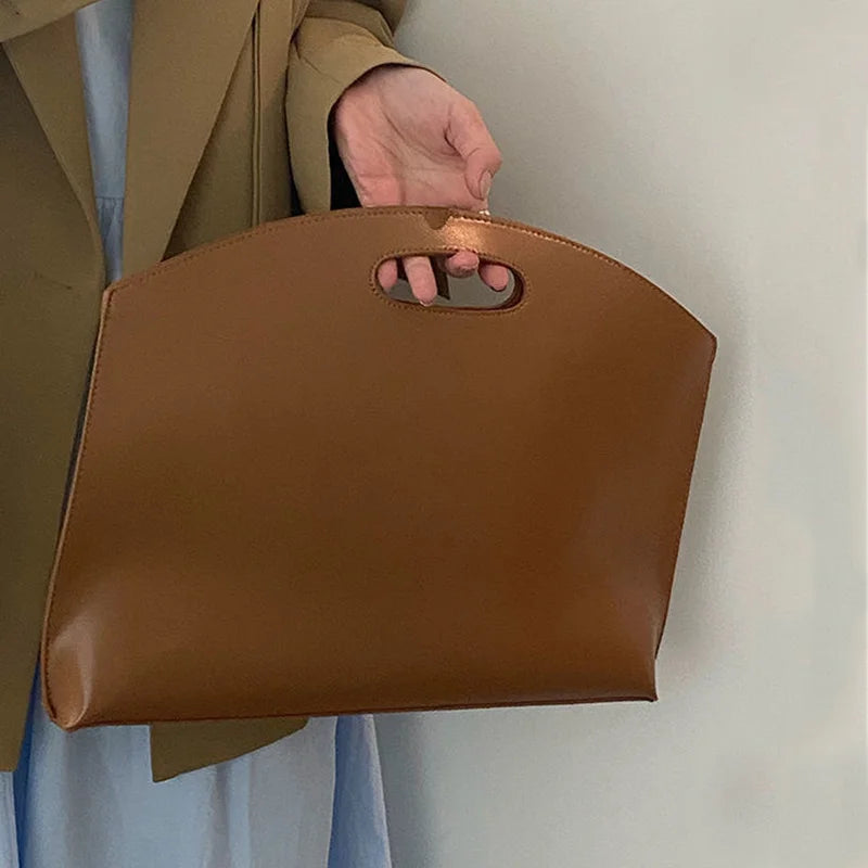 Women's Handbag New Large-capacity File Bag Fashionable Versatile Commuter Bag Leather Briefcase Envelope Clutch Bag
