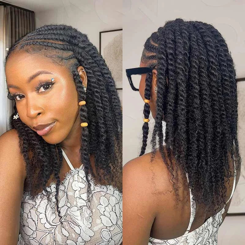 QVR Afro Kinky Bulk Human Hair Extensions 10"-22" 50Gram/pc Bigger Afro Kinky Bulk For Braiding DreadLock Natural Color