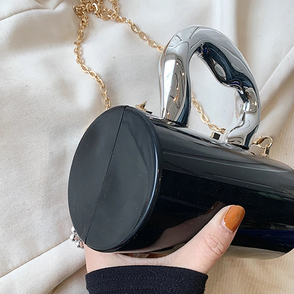 Women Mini Evening Bag Metal Handles Wallet Shoulder Bag Solid Color Clutch Bag Large Capacity Everyday Shoulder Bag Daily Bag