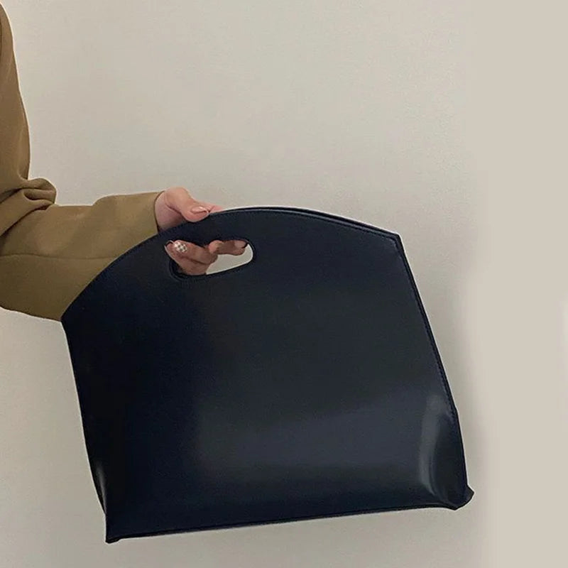 Women's Handbag New Large-capacity File Bag Fashionable Versatile Commuter Bag Leather Briefcase Envelope Clutch Bag