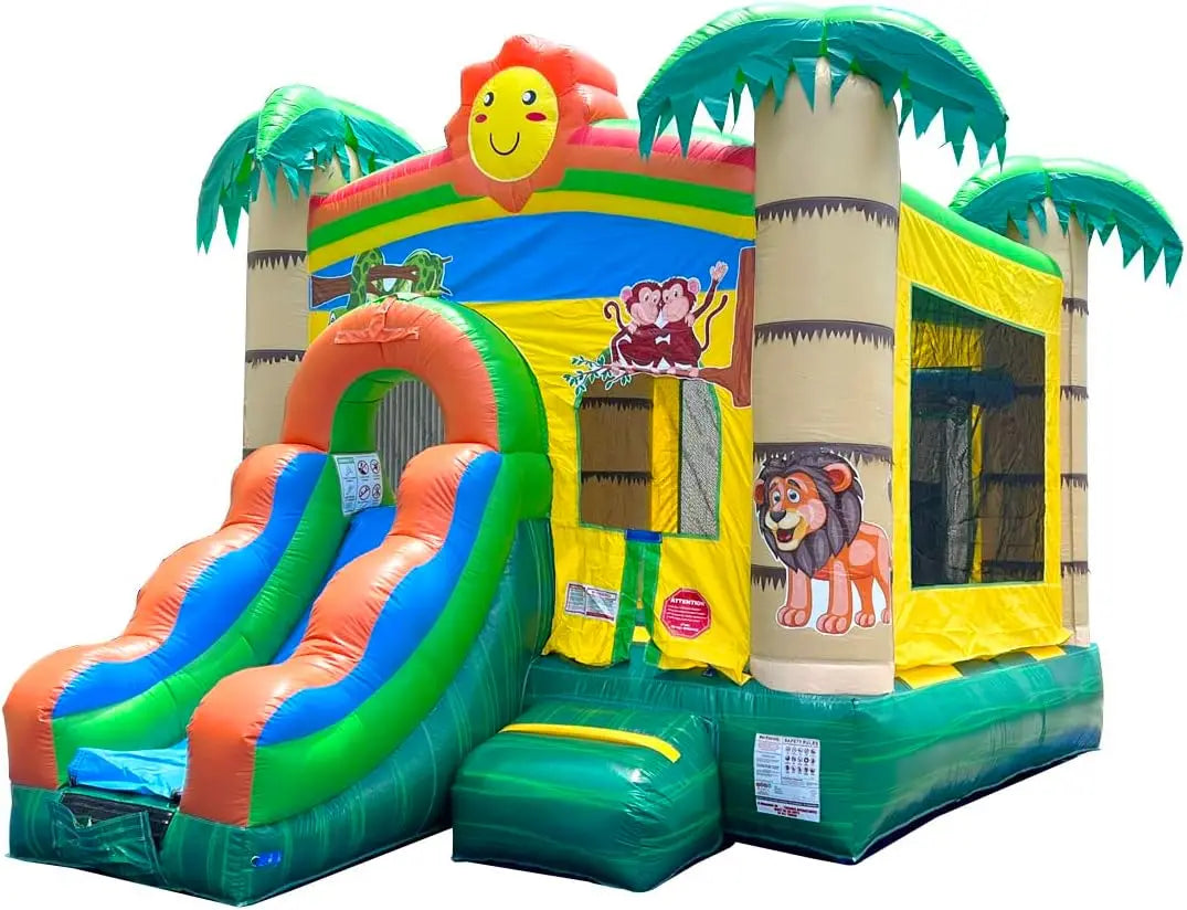 Playhouse.Pogo Inflatable Bounce House with Inflatable Water Slide for Kids,Backyard Commercial Castle Outdoor Playhouse Bouncer