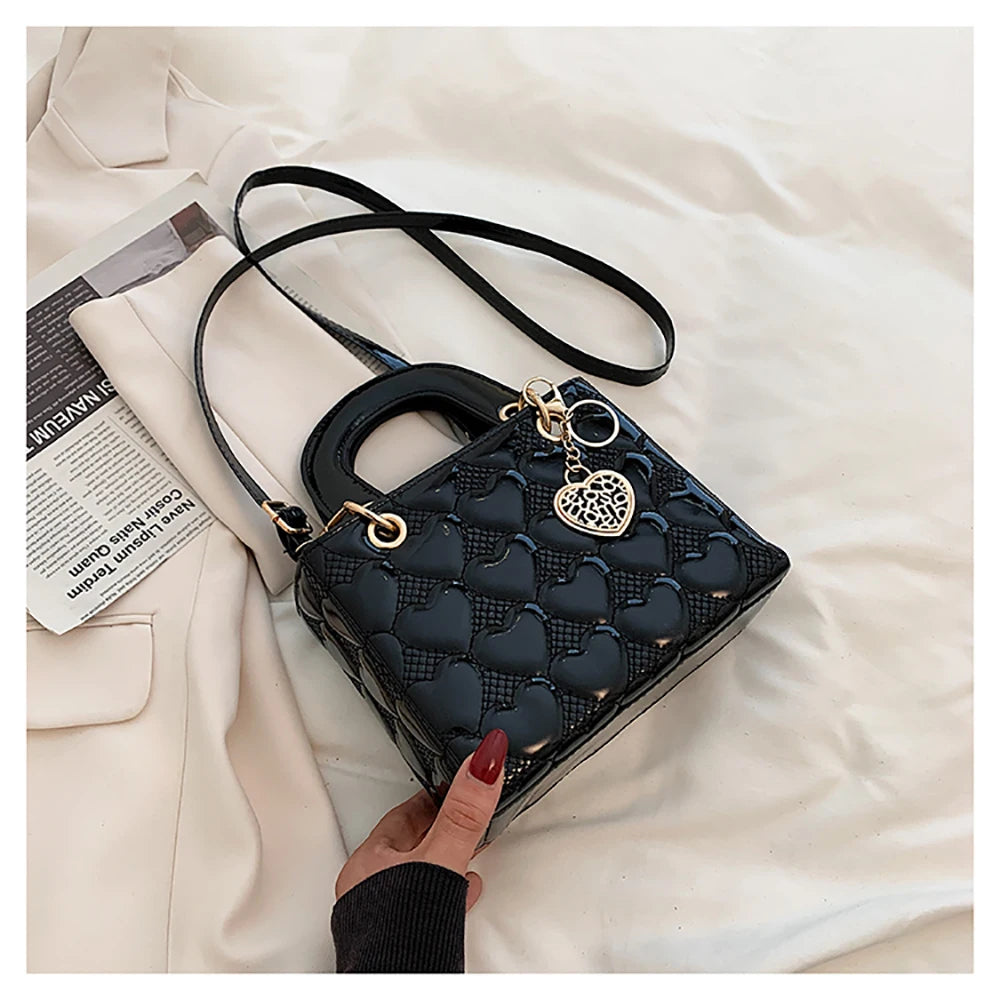 Red Love Patent Leather Bright Surface Handbag High-end Design Sense Wedding Bag Women's New Fashion All-matching Crossbody Bag