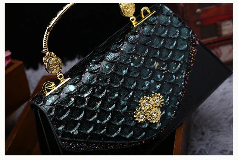 Leather Women's Bag 2025 New Fashion Snake-print Cowhide Small Handbags Shoulder Crossbody Bags Lady Party Messenger Shell Bags