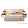 MANBAS Luxury Modern King Size Bed with Soft Upholstered Headboard and Storage Nightstands - Genuine Leather Bedroom Furniture