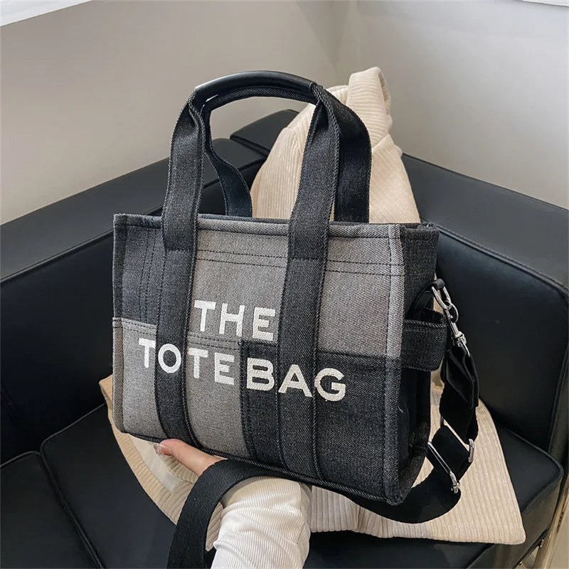 New Fashion Women's Tote Bag Trend Brand Denim Embroidery Crossbody Bag Classic Elegant Shoulder Bag Designer Luxury Handbag