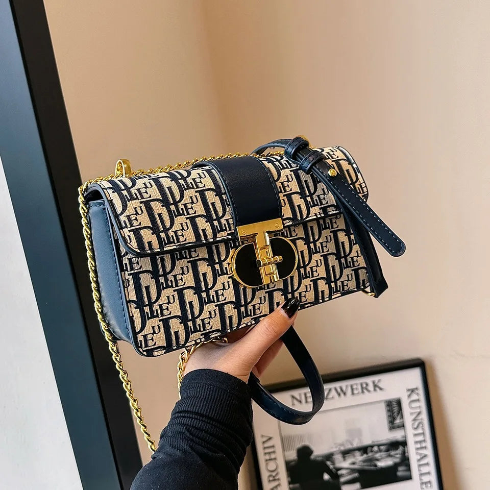 Letter Print Lock Luxury handbags Women Shoulder Bags Designer Crossbody Purses Handbag Chain Strap Clutch Bag 2025 New Small