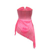 CM.YAYA Women Strapless V-neck Fashion Sequined Sexy Dress Mesh See Through 2024 Summer Night Club Evening Party Mini Dresses