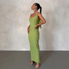 Ruffles Backless Sheath Bodycon Maxi Dresses Party Sleeveless Camisole Robe Femme V Neck Summer Dress Woman Sexy Vestidos Mujer