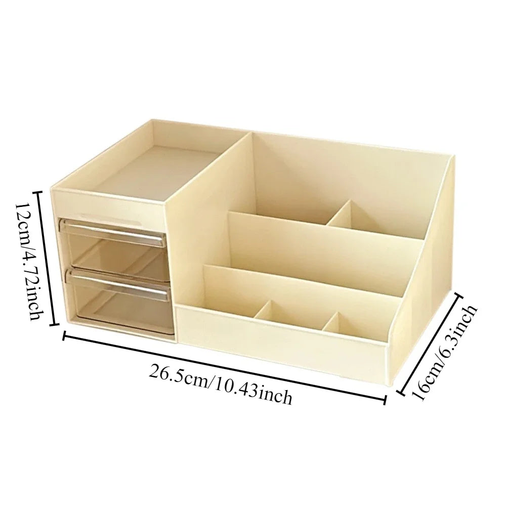 1PC Transparent Drawer Style Makeup Box Dormitory Organizer Plastic Cosmetics Skincare Dressing Table Desktop Storage Box S/M/L
