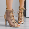 Plus-size new sexy high heels Hollow-net sandals Summer fashion trend Comfortable open-toe boots stiletto Jazz dancer shoes - MAGUSTA BEAUTY