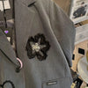 OCEANLOVE Embroidered Floral Blazers Women Spring Autumn Korean Fashion Chaquetas Elegant Grey Loose Retro Blazer Feminino