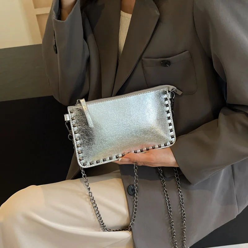 Solid color Design Crossbody Bags For Women Fashion Chain Mobile Phone Purses Fashion Shoulder Messenger Bag Sac A Main Female