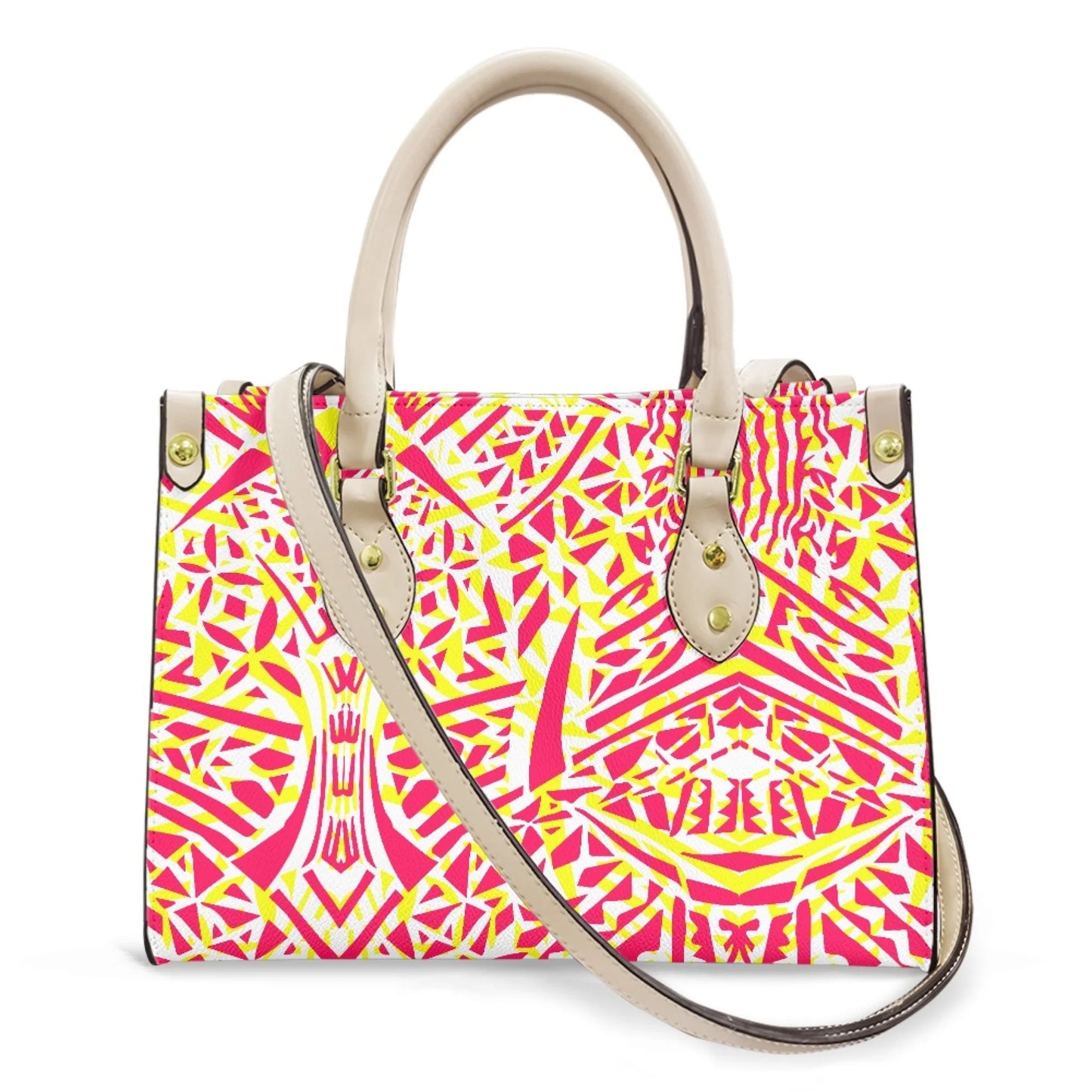 Women Pu Handbag Custom Wholesale Polynesian Tribal Floral Design Women Shoulder Bag Large Capacity Travel Temperament Women Bag