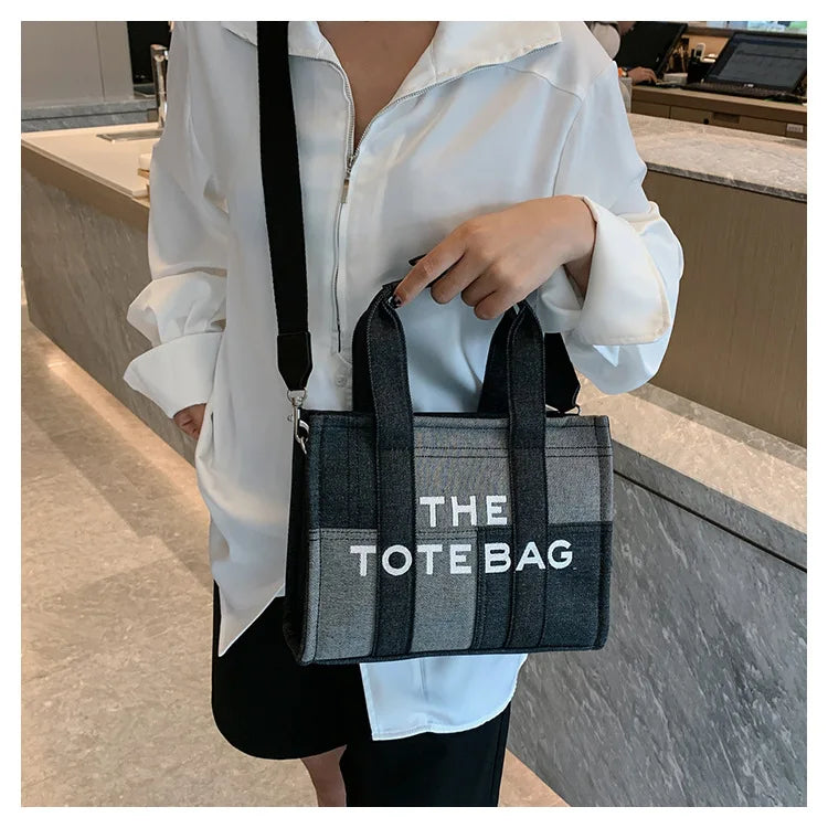 New Fashion Women's Tote Bag Trend Brand Denim Embroidery Crossbody Bag Classic Elegant Shoulder Bag Designer Luxury Handbag