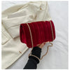Neon Red Flap Chain Square Bag Velor Leather Fashionable Dating Gift Shoulder & Crossbody Bag With Chain Strap For Women