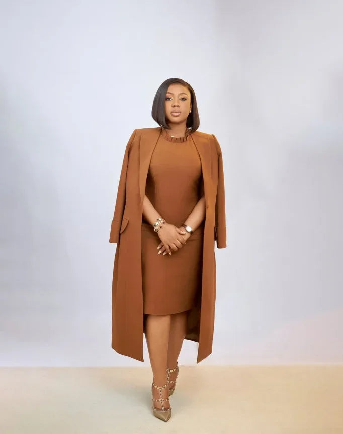 HLJ High Quality Elegant Office Lady Blazer Two Piece Sets Women Lapel Long Sleeve Coat And Slim Dress Outfit Female Clothing