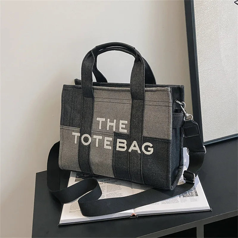 New Fashion Women's Tote Bag Trend Brand Denim Embroidery Crossbody Bag Classic Elegant Shoulder Bag Designer Luxury Handbag