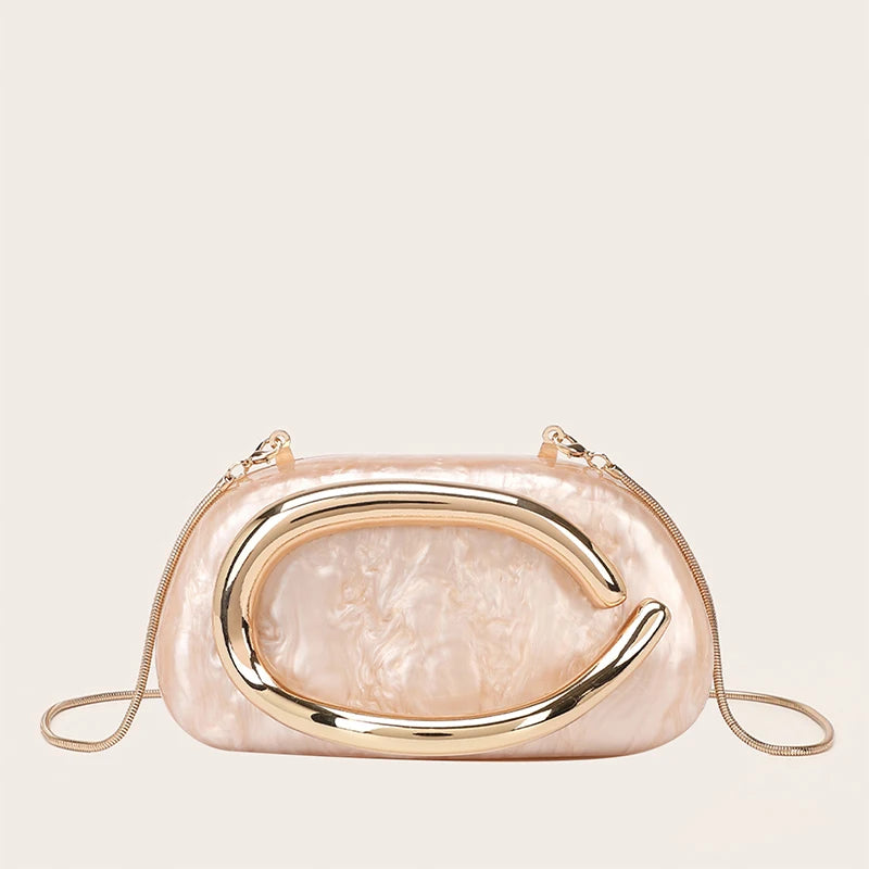 Women Acrylic Clutch Box Handbag Metal Handle Evening Bag Trendy Ladies Shoulder Crossbody Purse for Wedding Prom Cocktail Party