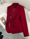 Women Blazer Ladies Red Green Beige Black Solid Female Business Work Wear Slim Formal Jacket Coat For Autumn Winter