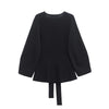 TRAFSHE Spring Women Shoulder Pad Belt Knit Blazer Women Retro V-neck Long Sleeve Versatile Female Coat Women Clothes 9598/128
