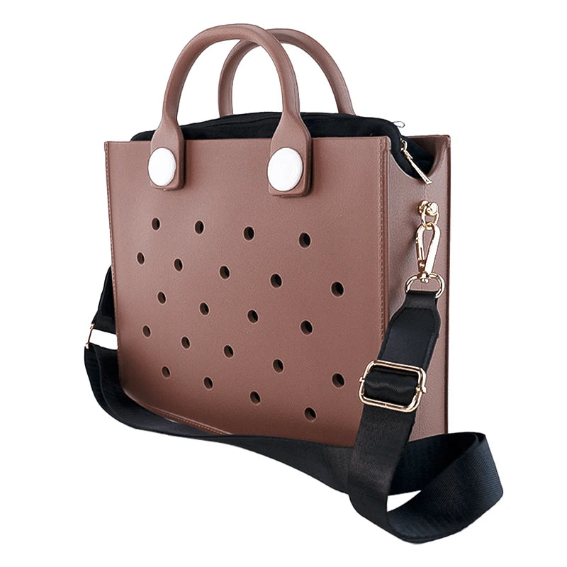 EVA Large Leather Shoulder Bag Handbag Tote Bag Storage for Women Casual Waterproof Beach Bag Hole Fit Charm Fashion Storage Bag