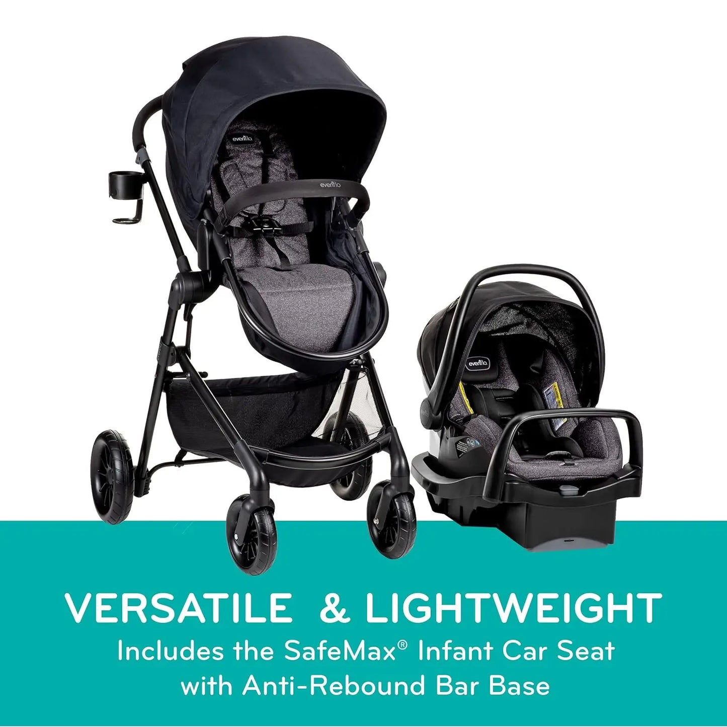 Pivot Modular Travel System with LiteMax Infant Car Seat with Anti-Rebound Bar (Dusty Rose Pink)