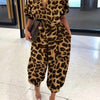Summer Fashion V-Neck Button Lace-Up Jumpsuit Short Sleeve Loose Playsuit Overalls Women Elegant Leopard Print Pocket Rompers
