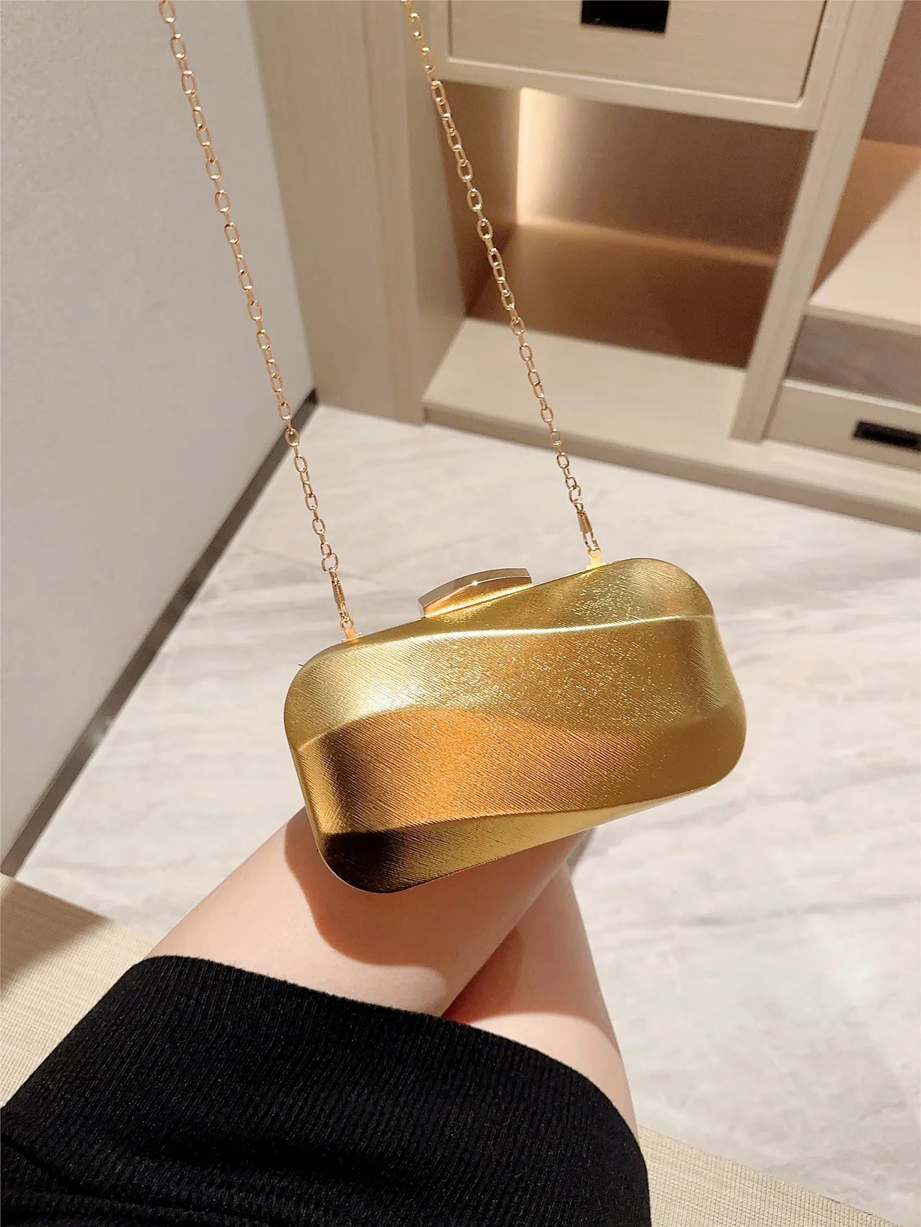 High-End Textured Square Box-Shaped Evening Bag Clutch Bag Chain Bag Banquet Bag Cheongsam Bag Evening Dress Bag Wedding Bag