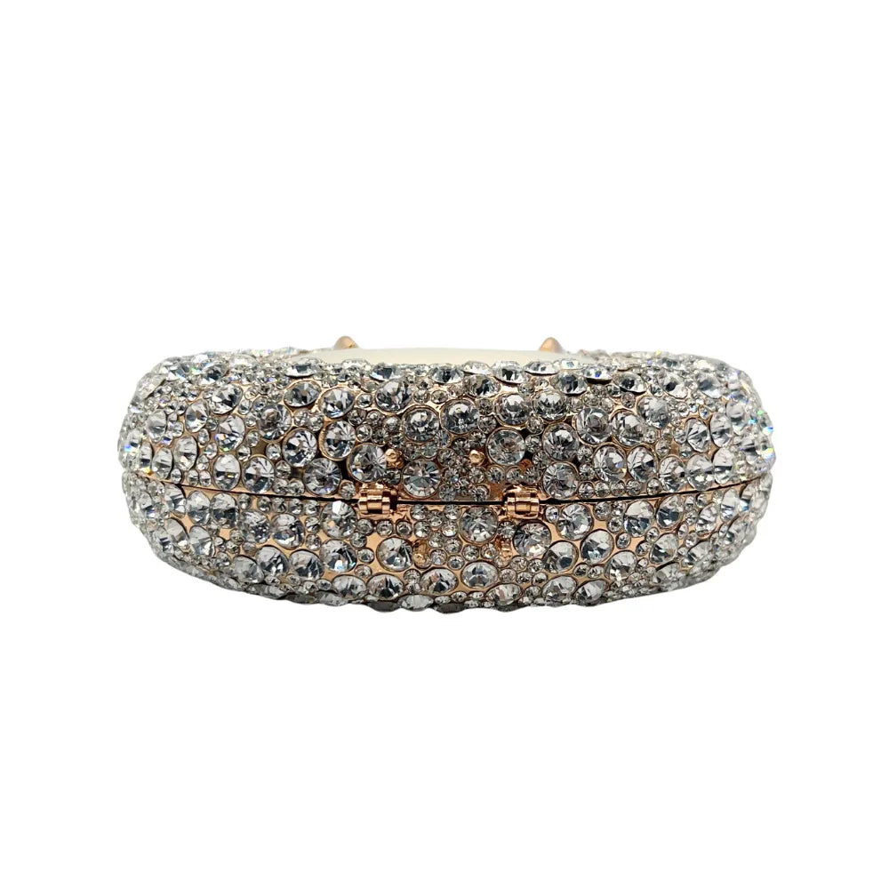 XIYUAN Oval Shaped Crystals Evening Clutch Bags Women Boutique Diamond Clutch Purses And Handbags Bridal Wedding Gem Phone Purse