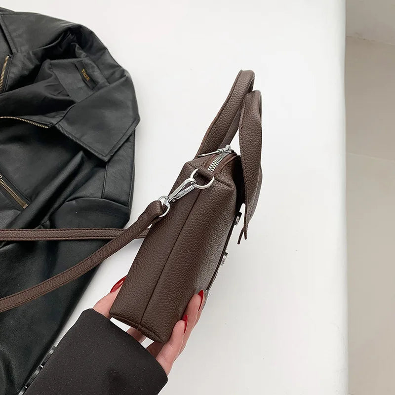 PU Square Compact Shoulder and Crossbody Bags Zipper Unique Design High Quality Hand Bags for Women 2025 Designer Style Bolso
