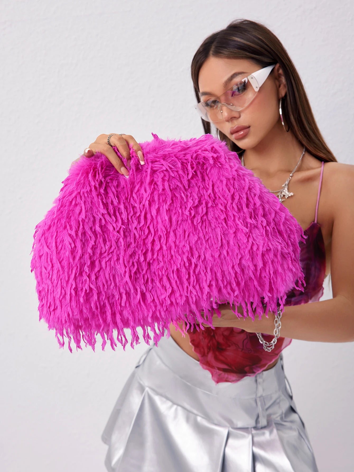 Dopamine Style Clip Bag, Y2K Fuzz Clutch Bag for Women, Porm Dresses for Women, Wedding Items, Party Bag, Large Capacity Women Purse
