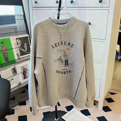 Men's And Women's Autumn Winter Casual Large Sweater Thickened Japanese Letter Pattern Net Red Couple Fashion Pullover Top