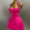 2025 Women Black Sexy Off the Shoulder Shinning Crystal Bodycon Bandage Long Dress Gloves Elegance Celebrate Evening Party Dress