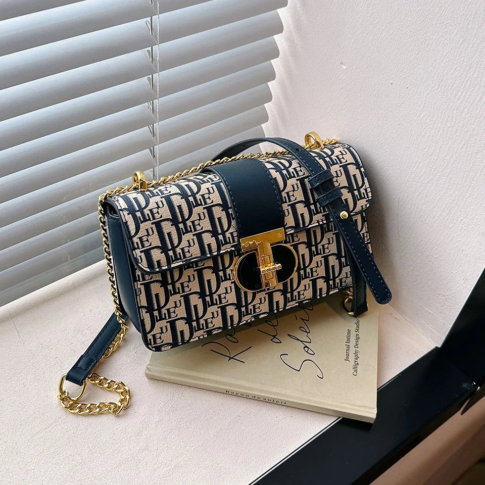 Letter Print Lock Luxury handbags Women Shoulder Bags Designer Crossbody Purses Handbag Chain Strap Clutch Bag 2025 New Small