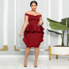 CM.YAYA Women Zipper Side Ruffles Off Shoulder Short Sleeve V-neck Bodycon Midi Dress 2023 Club Evening Sexy Party Dresses
