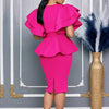 CM.YAYA Women Short Sleeve V-neck Belt High Waist Midi Dress 2025 Summer Africa OL Work Evening Sexy Party Dresses Vestidos
