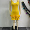CM.YAYA Women Spaghetti Strap Sleeveless V-neck Mini Dress 2025 Summer Ruched Stacked Party Evening Night Club Chic Dresses
