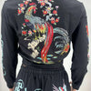 Sifreyr Street Printed Fashionable Casual Versatile Shorts Set Hooided Long Sleeved Zipper Cardigan Jacket High Waist Suit