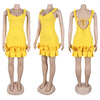 CM.YAYA Women Spaghetti Strap Sleeveless V-neck Mini Dress 2025 Summer Ruched Stacked Party Evening Night Club Chic Dresses