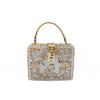 High-Grade crystal Evening Bag Female New Hollow Out Metal Carved Flower Diamond Handbag Box Fashion Chic Shoulder Crossbody Bag